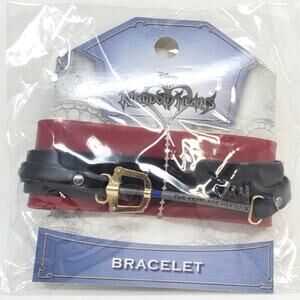 Kingdom Hearts Bracelet Red Cuff, Black Leather Straps - NIP
